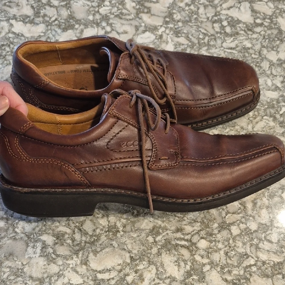Ecco Helsinki Oxford Lace Up Brown Leather Shoes In Size 43
